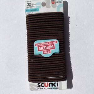 Scunci U Got This No-Damage Medium Hold 4mm Hair Elastics, Brown, 32-Pieces